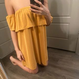 Yellow off the shoulder dress